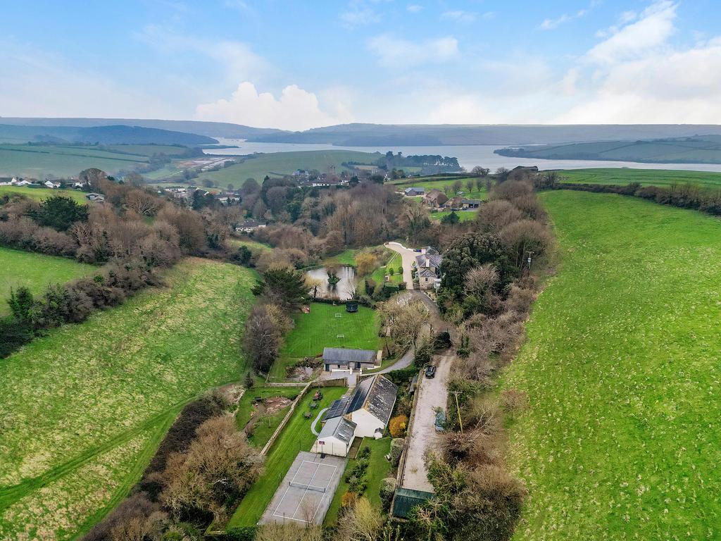 West Charleton Grange from above. Kingsbridge estuary is just beyond.